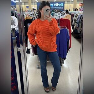 Sunday Best Peggy Cable Knit Pumpkin Orange oversized  Sweater